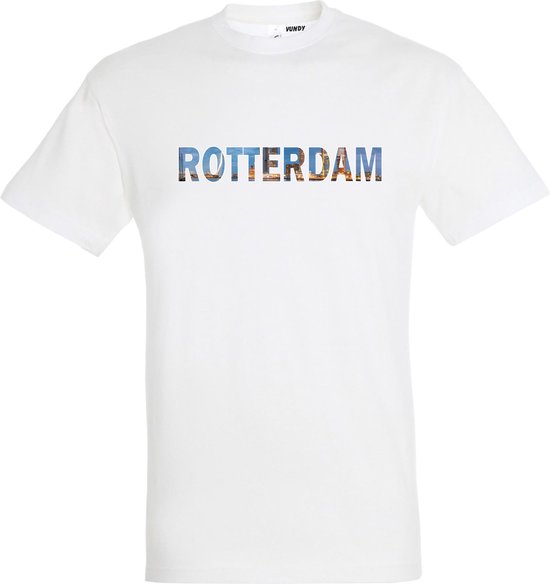 T-shirt ROTTERDAM | Rotterdam skyline | leuke cadeaus voor mannen | Wit | maat L