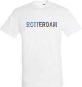 T-shirt ROTTERDAM | Rotterdam skyline | leuke cadeaus voor mannen | Wit | maat S