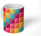 Mok - Koffiemok - Regenboog - Vierkant - Design - Pixel - Patronen - Mokken - 350 ML - Beker - Koffiemokken - Theemok