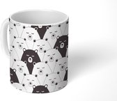 Mok - Koffiemok - Beer - Kind - Zwart - Wit - Mokken - 350 ML - Beker - Koffiemokken - Theemok