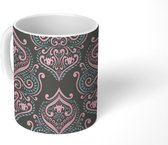 Mok - Koffiemok - Patronen - Plant - Roze - Mokken - 350 ML - Beker - Koffiemokken - Theemok