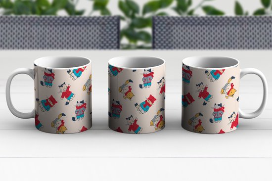 Tasse - Tasse à café - Hiver - Chat - Animaux - Motif - Tasses - 350 ML - Tasse - Tasses à café - Tasse à thé - Décoration Sinterklaas - Cadeaux pour enfants - Chaussures cadeaux Sinterklaas