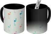 Magische Mok - Foto op Warmte Mokken - Koffiemok - Patronen - Jungle - Flamingo - Pastel - Magic Mok - Beker - 350 ML - Theemok