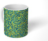 Mok - Koffiemok - Abstract - Panterprint - Blauw - Patronen - Mokken - 350 ML - Beker - Koffiemokken - Theemok