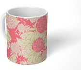 Mok - Koffiemok - Patronen - Bloemen - Roze - Mokken - 350 ML - Beker - Koffiemokken - Theemok