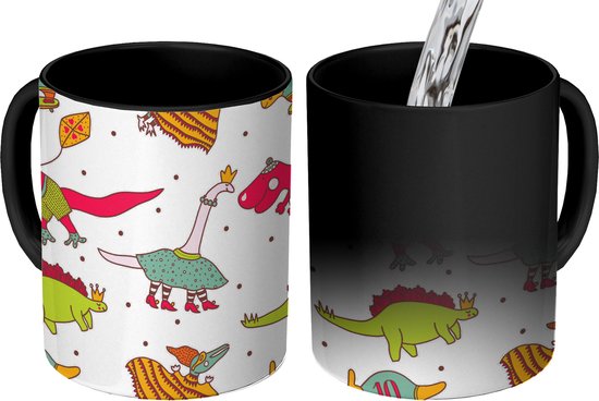 Akyol - 2 dinosaures avec eigen naam Mug avec impression - dinosaure -  enfants /