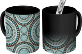 Magische Mok - Foto op Warmte Mokken - Koffiemok - Mandala - Patronen - Stippen - Blauw - Magic Mok - Beker - 350 ML - Theemok