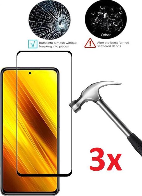 Full Cover 3D Edge Tempered Glass Screen Protector Geschikt Voor Xiaomi Poco X4 Pro 5G - Screenprotector Ultradun Gehard Glas - Display Bescherming - Volledige Dekking Schermbeschermer Glasplaatje - Beschermglas Case Friendly - Set Van 3 Stuks
