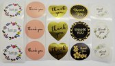 * 150 Stickers, 5 verschillende designs kleuren Thank You Bedankt bedrijfssticker stickers - webshop - bedrijf - winkel - 2,5 cm - 150 stuks - bestellingen - kaarten - bedrijfsstickers - beda