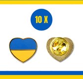 10 x Pin Hart Oekraine | Blauw - Geel  Hart | Support Ukraine | Broche Speld Vlag Oekraïne