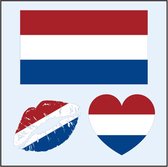 Nederlandse vlag neptattoo 2 vellen-Koningsdag- vlag van Nederland- Carnaval- plaktattoo- tattoo sticker, EK, Elftal
