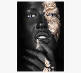 Woman Black with gold hands - Foto op plexiglas 80x120cm incl. gratis ophangsysteem - Wanddecoratie