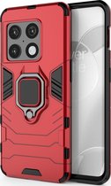 OnePlus 10 Pro Hoesje - Mobigear - Armor Ring Serie - Hard Kunststof Backcover - Rood - Hoesje Geschikt Voor OnePlus 10 Pro