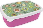 Broodtrommel Roze - Lunchbox - Brooddoos - Bloem - Design - Hartjes - 18x12x6 cm - Kinderen - Meisje