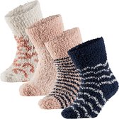 4 paar anti slip sokjes - fluffy sokken - maat 74/86 - 6 tot 12 maanden