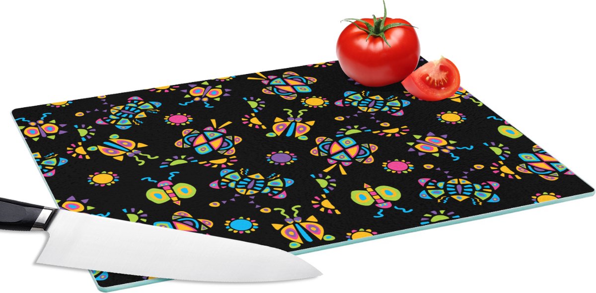 Glazen Snijplank - 39x28 - Vlinder - Patroon - Insecten - Snijplanken Glas