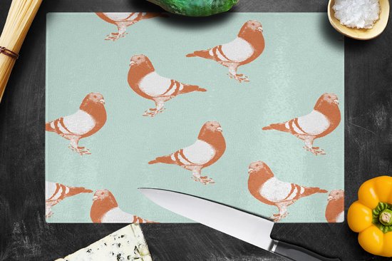 Planche à découper en Verres - 39x28 - Duif - Vogel - Motif - Planches à découper en Glas