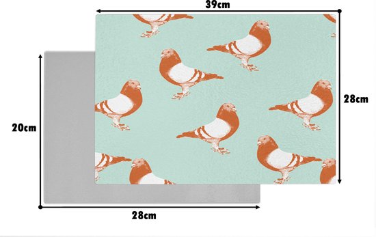 Planche à découper en Verres - 39x28 - Duif - Vogel - Motif - Planches à découper en Glas