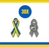 30 x Pin vlag Oekraine | Lintje Geel en Blauw | Speld strik Oekraine | Ribbon Ukraine