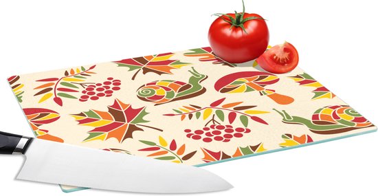 Planche à découper en Verres - 28x20 - Automne - Escargots - Motif - Planches à découper en Glas