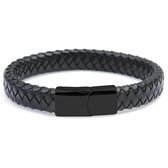 Sorprese - armband heren - Monaco - zwart - leer - armband 22 cm - leren armband - model CX - Cadeau