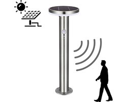 Proventa MOTION Solar Tuinpaal - Bewegings- en daglicht sensor - RVS - IP44 - Tuinverlichting op zonneenergie - Tuinlamp - Buitenverlichting met bewegingsmelder