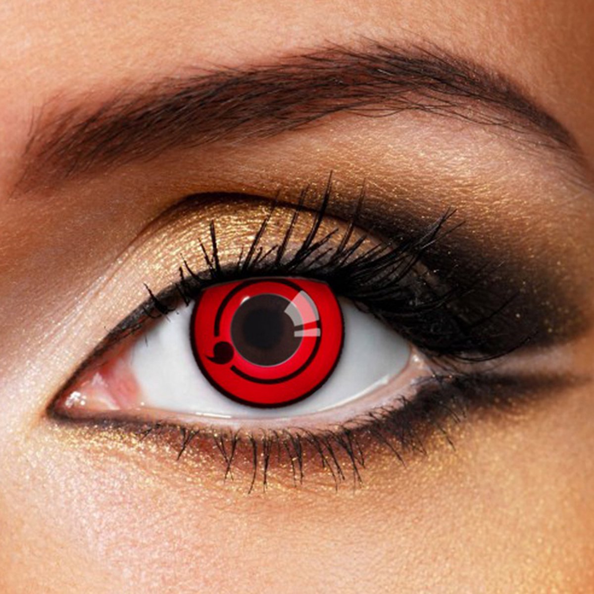 Partylens® kleurlenzen - Sharingan Level 1 - zachte jaarlenzen met lenshouder - Carnaval partylenzen