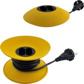 Verlengsnoer - Flexibel kunststof - Haspel - CableDisk - Donker geel - Ø 12 cm - ALLEEN VOOR PLATTE STEKKERS