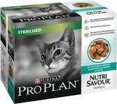 PROPLAN Nutrisavour - Naar de kalkoen in gelei - Maaltijdzakken - Voor gesteriliseerde volwassen kat - 10 x 85 g