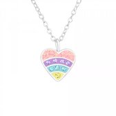 KAYA Sieraden | Zilveren Kinderketting 'Rainbow Heart'