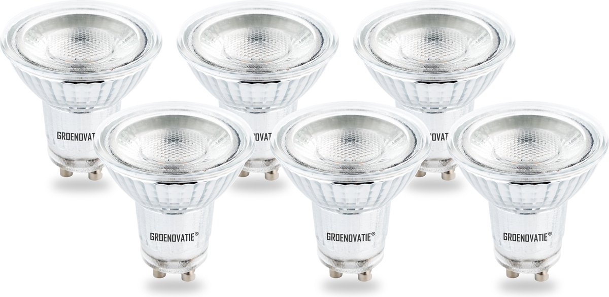 Groenovatie GU10 LED Spot - 1W - Warm Wit - COB - Glas - 6-Pack