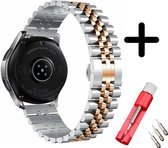 Strap-it bandje staal Jubilee zilver/rosé goud + toolkit - geschikt voor Samsung Galaxy Watch 3 45mm / Galaxy Watch 1 46mm / Gear S3