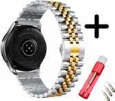 Strap-it bandje staal Jubilee zilver/goud + toolkit - geschikt voor Samsung Galaxy Watch 3 45mm / Galaxy Watch 1 46mm / Gear S3