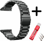 Strap-it Stalen schakel bandje - geschikt voor Fitbit Ionic - zwart + inkort toolkit