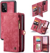 Caseme - Samsung Galaxy A53 - Vintage Portemonnee Hoesje - 10 opbergvakjes - Rood