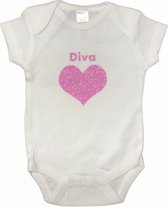 romper Diva meisjes katoen wit/roze maat 62/68