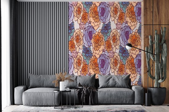 Behang - Fotobehang Patroon - Bloem - Art Nouveau - Breedte 195 cm x hoogte 260 cm