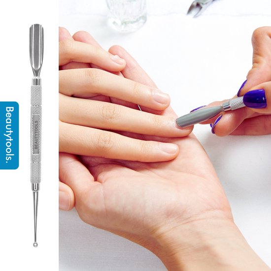 Foto: Beautytools bokkepootje smart buy voor het achteruit duwen van nagelriemen comedonenlepel voor verwijderen van mee eters en puisten dubbelzijdig inox 14 cm np 0331 