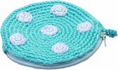 etuitje rond met stippen 8 cm blauw