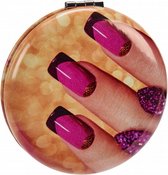 make-upspiegel nagels rond 8 x 2,4 cm glas geel/roze