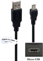 2,0 m Micro USB kabel. Robuust. Past ook op o.a. ITT Seniorentelefoon Easy 5 Plus, Easy 7