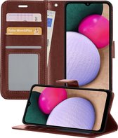 Hoesje Geschikt voor Samsung A02s Hoesje Book Case Hoes Portemonnee Cover Walletcase - Hoes Geschikt voor Samsung Galaxy A02s Hoes Bookcase Hoesje - Bruin