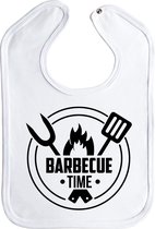 barbecue time - slab - drukknoop - wit - zwarte opdruk - stuks 1 - barbecue - bbq - barbecues - slabbetjes - slabber - bbq time