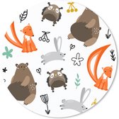 Muismat - Mousepad - Rond - Dieren - Bos - Patroon - 50x50 cm - Ronde muismat