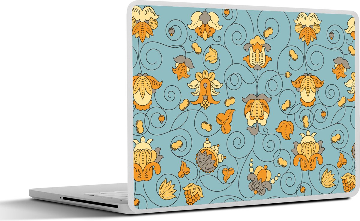 Laptop sticker - 14 inch - Patronen - Vintage - Bloemen - 32x5x23x5cm - Laptopstickers - Laptop skin - Cover
