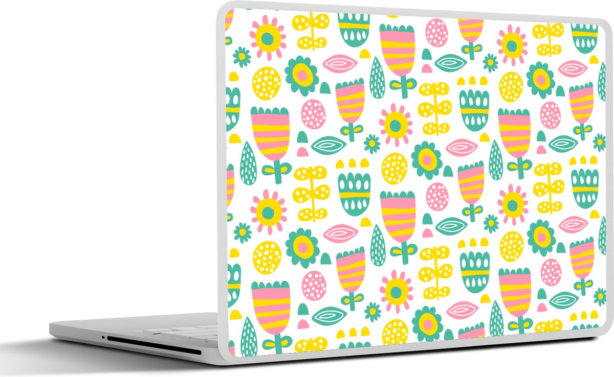 Laptop sticker - 14 inch - Scandinavisch - Bloemen - Lente - Patroon - 32x5x23x5cm - Laptopstickers - Laptop skin - Cover
