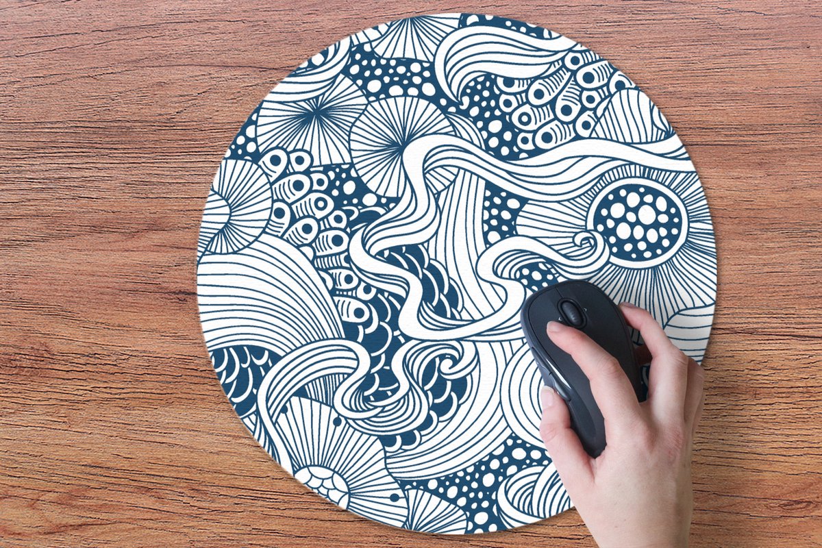 Muismat rond 50x50 cm - Mousepad Patroon - Bloemen - Botanisch - Ronde muismatten