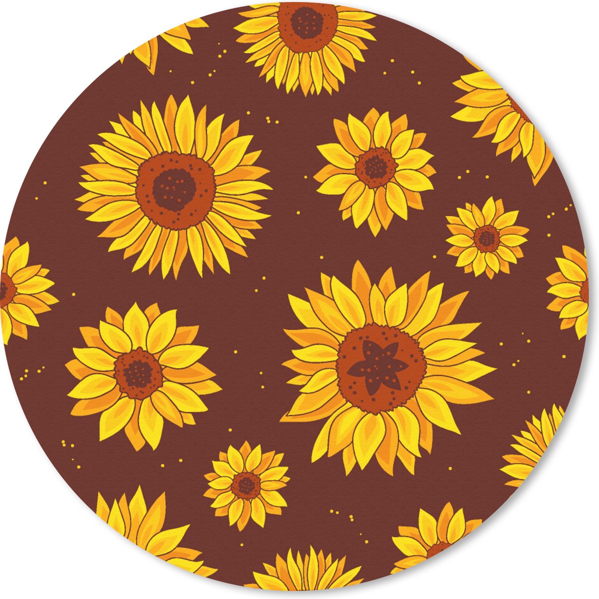 Muismat rond 20x20 cm - Mousepad Zonnebloem - Bohemian - Flora - Patroon - Ronde muismatten