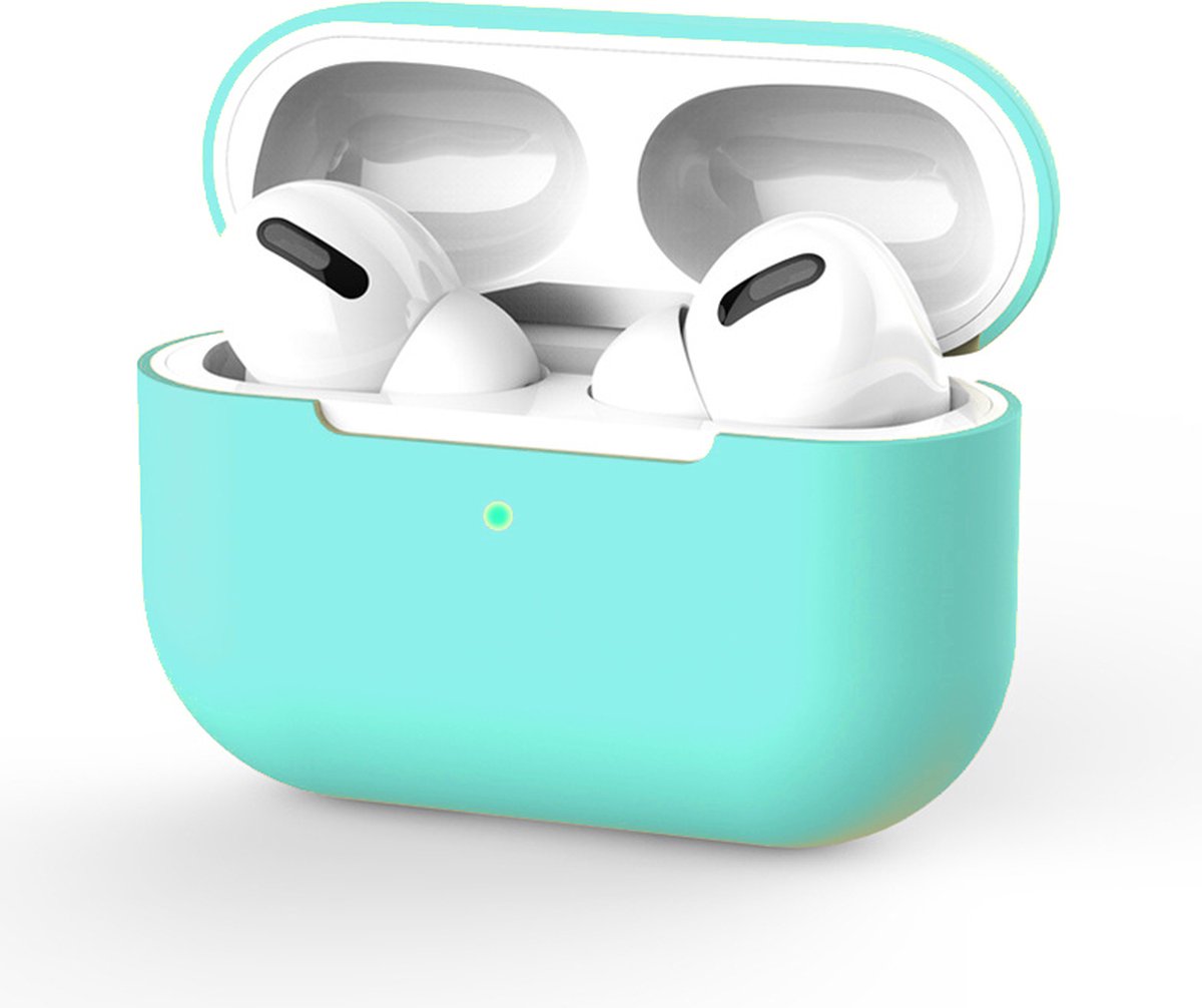 Hoesje in het Licht Blauw geschikt voor Apple AirPods Pro - TCH - Siliconen - Case - Cover - Soft case - Onepiece - Mint Groen