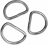 Metalen D-ring zilverkleurig ZWAAR 38 mm - rvs D-ringen - 3 ringen ca. 4 cm